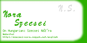 nora szecsei business card